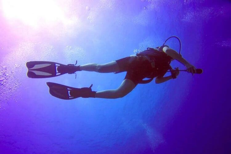 scuba diver with fins