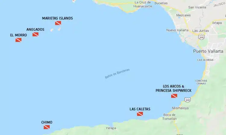 puerto vallarta dive sites map